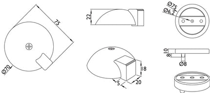 Floor door stopper 3699 ( 3000267275 ) Ø 70/75 mm height 18/22 mm dowel mounting