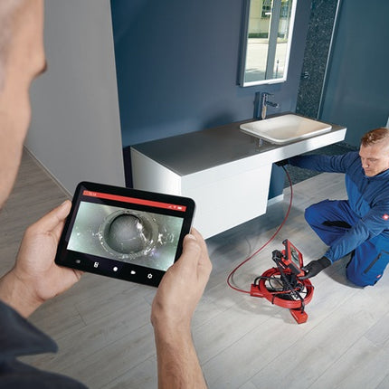 Telecamera di ispezione Rothenberger ROCAM mini HD-Modulo 25/22 HD - Set AMP ( 8002983667 ) Corpo macchina Ø 25 mm 18 V 0 - 110 mm