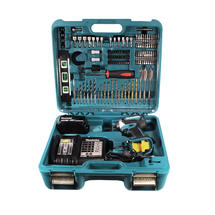 Makita DTD 153 SFTK Akku Schlagschrauber 18V 170Nm Brushless + 3,0 Ah Akku + Ladegerät + 101 tlg. Werkzeugset Koffer - Toolbrothers