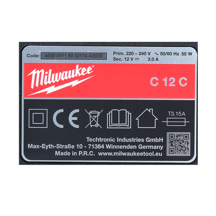 Cargador de baterías Milwaukee M12- C12C 12V Li-Ion ( 4932352000 )
