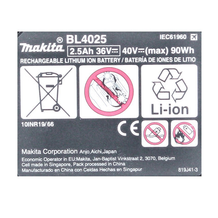 Makita Power Source Kit 40 V máx. con batería BL 4025 2,5 Ah XGT ( 191B36-3 ) + cargador rápido DC 40 RA XGT LXT ( 191E07-8 )
