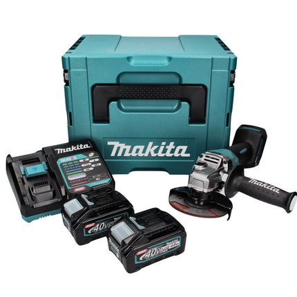 Amoladora angular a batería Makita GA 016 GM201 40 V máx. 125 mm sin escobillas XGT + 2x batería 4,0 Ah + cargador + Makpac
