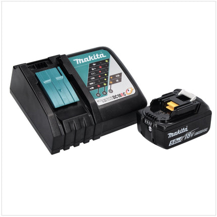 Taladro de percusión sin cable Makita DHP 485 RT1 18 V 50 Nm sin escobillas + 1x batería recargable 5,0 Ah + cargador
