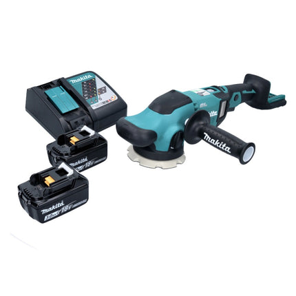 Pulidora excéntrica a batería Makita DPO 500 RF 18 V 125 mm sin escobillas + 2x baterías 3,0 Ah + cargador