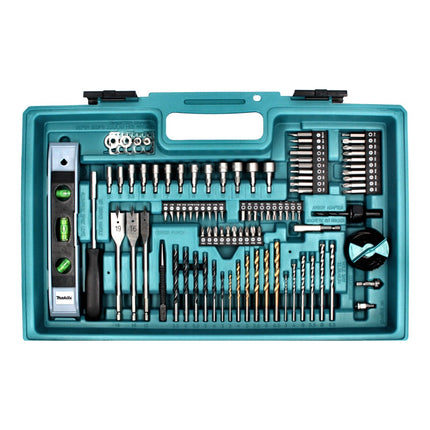 Taladro de percusión a batería Makita DHP 453 SA2X5 18 V 42 Nm + 2x batería recargable 2,0 Ah + cargador + juego de accesorios de 101 piezas + maletín