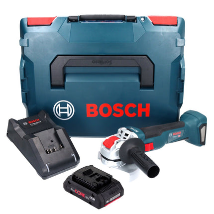Bosch GWX 18V-10 Amoladora angular profesional sin cable 18 V 125 mm X-LOCK Brushless + 1x batería ProCORE 4,0 Ah + cargador + L-Boxx