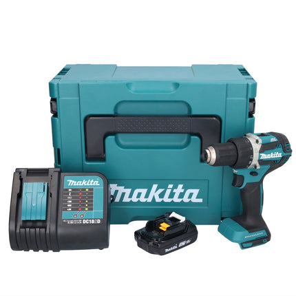 Taladro atornillador a batería Makita DDF 484 SY1J 18 V 54 Nm + 1x batería 1,5 Ah + cargador + Makpac