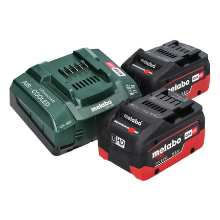 Metabo WVB 18 LTX BL 15-125 Quick amoladora angular sin cable 18 V 125 mm ( 601731660 ) sin escobillas + 2x batería recargable 5,5 Ah + cargador + metaBOX