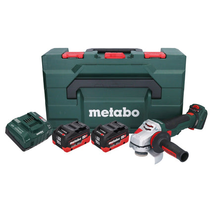 Metabo WVB 18 LTX BL 15-125 Quick Amoladora angular a batería 18 V 125 mm sin escobillas + 2 baterías de 10,0 Ah + cargador + metaBOX