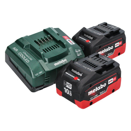 Metabo WVB 18 LTX BL 15-125 Quick Amoladora angular a batería 18 V 125 mm sin escobillas + 2 baterías de 10,0 Ah + cargador + metaBOX