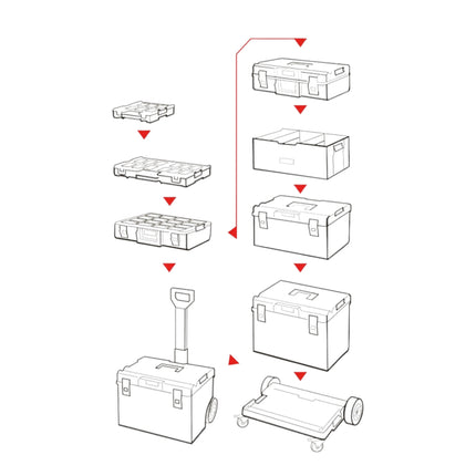 Qbrick System ONE 450 2.0 PROFI RED ULTRA HD Maletín de herramientas a medida organizador modular 585 x 385 x 420 mm 52 l apilable IP66