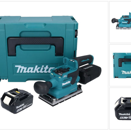 Lijadora vibratoria sin cable Makita DBO 381 G1JU 18 V 93 x 185 mm sin escobillas + 1x batería 6,0 Ah + Makpac - sin cargador