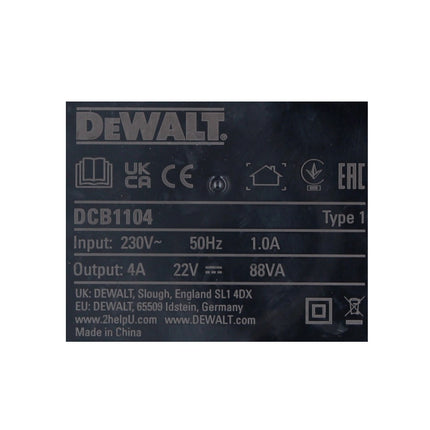 Caricabatterie rapido DeWalt DCB 1104 10,8 - 18 V 4,0 A per batterie XR Li-Ion