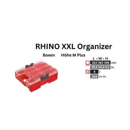 Toolbrothers RHINO XXL Organizer ULTRA altezza M+ scatole 4 l IP66 con scatole estraibili