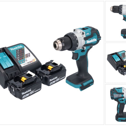 Taladro de percusión sin cable Makita DHP 489 RM 18 V 73 Nm sin escobillas + 2x batería recargable 4,0 Ah + cargador