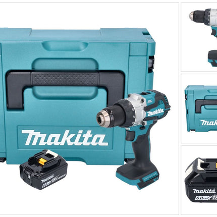Taladro de percusión sin cable Makita DHP 489 G1J 18 V 73 Nm sin escobillas + 1x batería recargable 6,0 Ah + Makpac - sin cargador