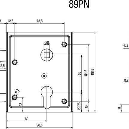 BEVER serratura universale per cerchi 89 BK / PK DIN sinistra / destra PZ ( 3000251631 )
