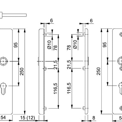 HOPPE Schutzgarnitur Birmingham 1117/2221A/2440 Aluminium F4 ( 3000250682 )