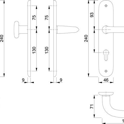 Zestaw długich płyt HOPPE Marseille 53/273P/1138 Aluminium F1 ( 3000252629 )
