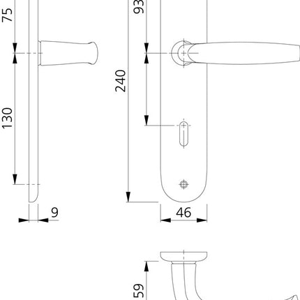 HOPPE Langschildgarnitur Atlanta 1530/273P Aluminium F1 ( 3000252581 )