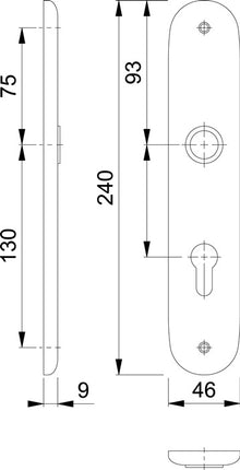 HOPPE Paire de plaques longues 273P F1 / couleur naturelle F1 ( 3000252562 )