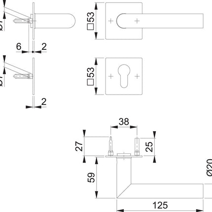 HOPPE Zestaw rozet Amsterdam E1400Z/848N/848NS Stal nierdzewna F9714M ( 3000209765 )