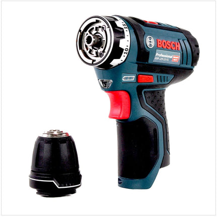 Bosch GSR 12V-15 FC Professional FlexiClick Akku Bohrschrauber mit 2 x 2 Ah Akkus + Lader + 3 tlg. Aufsätze - Set in L-Boxx ( 06019F6000 ) - Toolbrothers