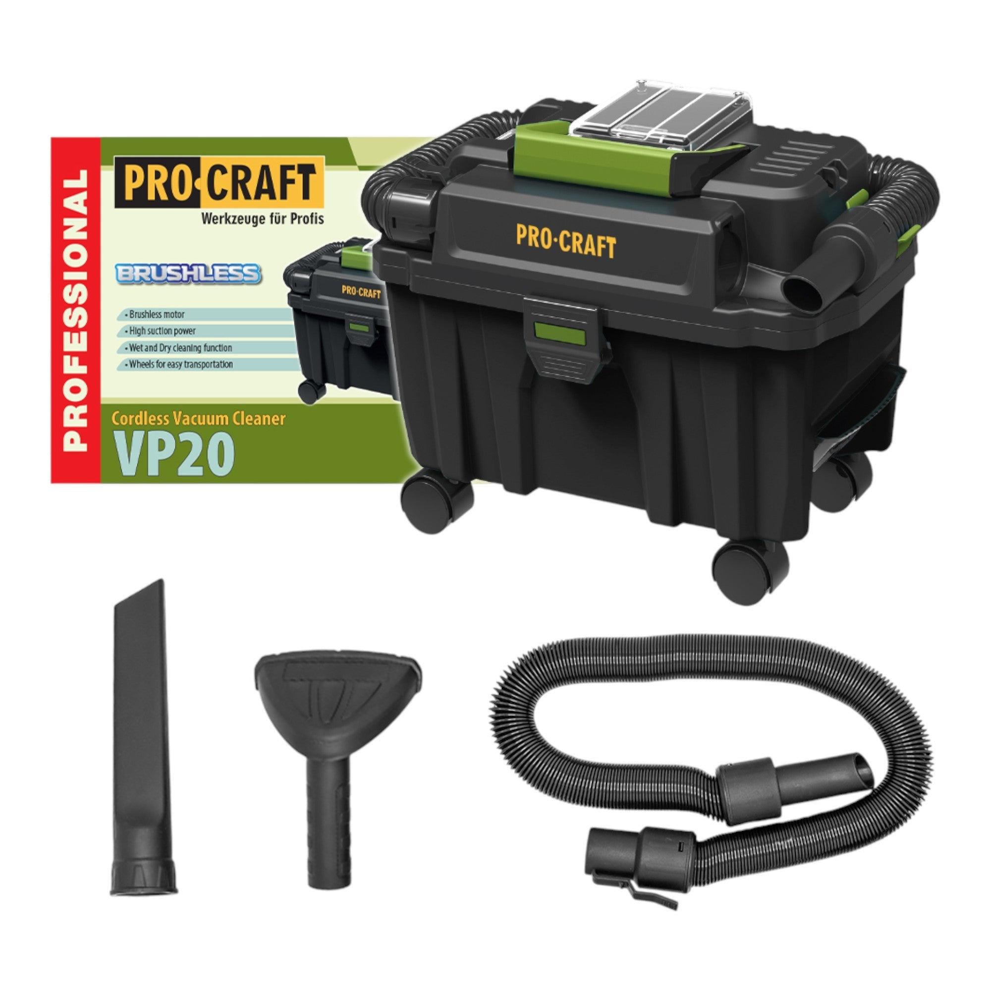 Procraft VP20 Akku Industriesauger 20 V 10 l Brushless Solo - ohne Akku, ohne Ladegerät