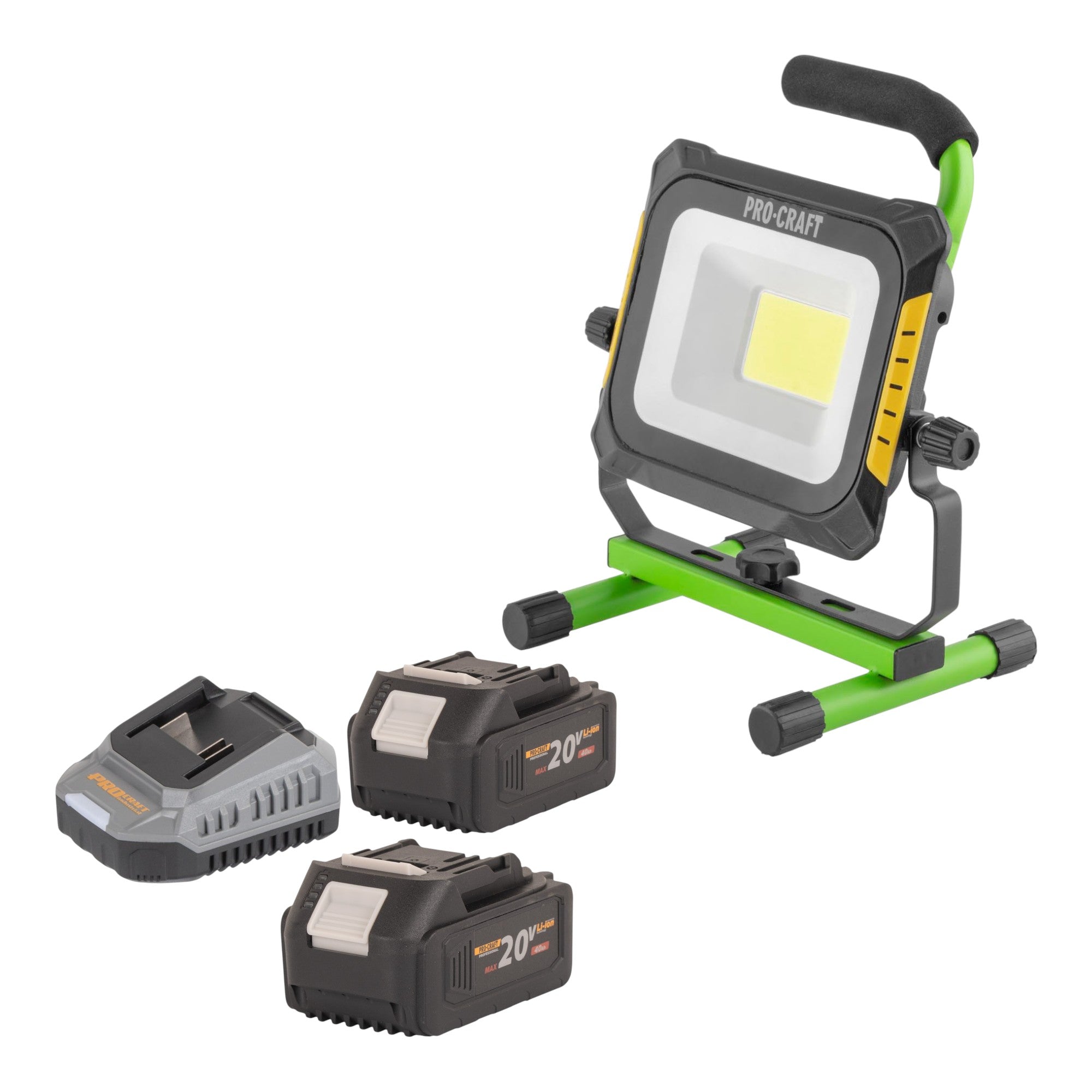 Procraft LP20 Akku LED Strahler 20 V IP 20 + 2x Akku 4,0 Ah + Ladegerät