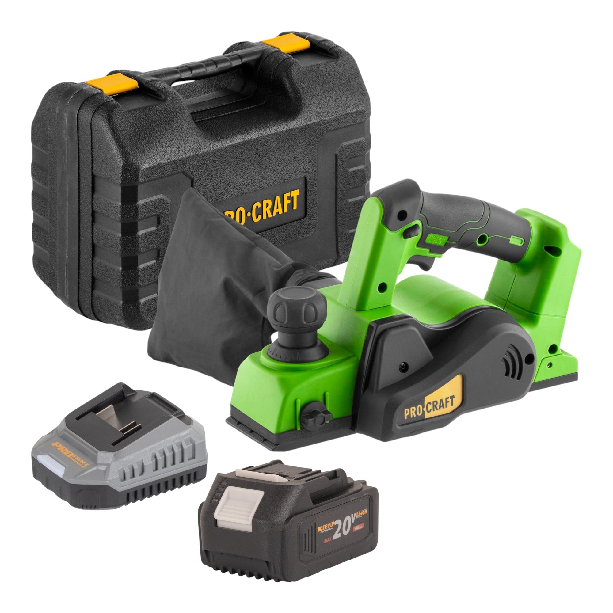 Procraft PE20BLbb Akku Hobel 20 V 82 mm Brushless + 1x Akku 4,0 Ah + Ladegerät + Koffer