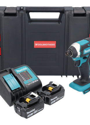 Makita DTD 152 SFJ-R llave de impacto a batería 18 V 165 Nm 1/4" + 2x baterías 3,0 Ah + cargador + RHINO