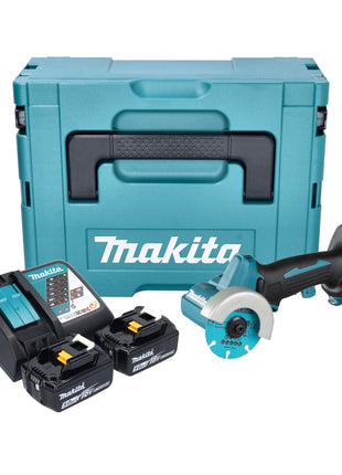 Makita DMC 300 RTJ cordless angle grinder 18 V 76 mm brushless + 2x rechargeable battery 5.0 Ah + charger + Makpac