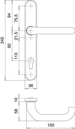EDI profile door set Kronos 1300/K22/035 aluminium F12 ( 3000200029 )