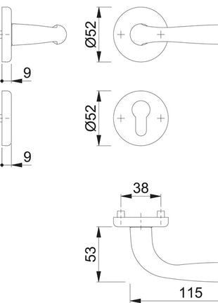 HOPPE rose set Maribor 1766 / 17KV/17KVS Aluminium F1 ( 3000203145 )