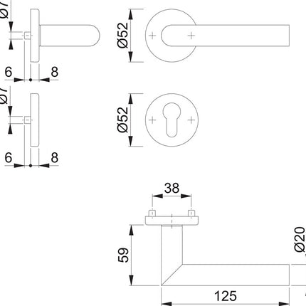 HOPPE Garniture à rosette Amsterdam E1400Z/42KV/42KVS Acier inoxydable F9714M ( 3000209762 )