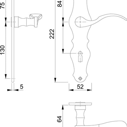 HOPPE long escutcheon set Weimar M112SLN/2007 brass F73 ( 3000253093 )