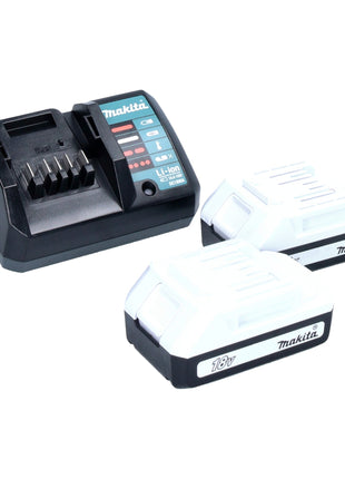 Set speciale Makita DK18B56Y con trapano a percussione HP488D e cesoie per erba UM110D 18 V serie G + 2 batterie da 1,5 Ah + caricabatterie