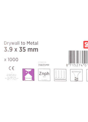 SENCO plasterboard screws phosphated 3.9 x 35 mm 1000 pcs. ( 39B35MP ) for metal studs