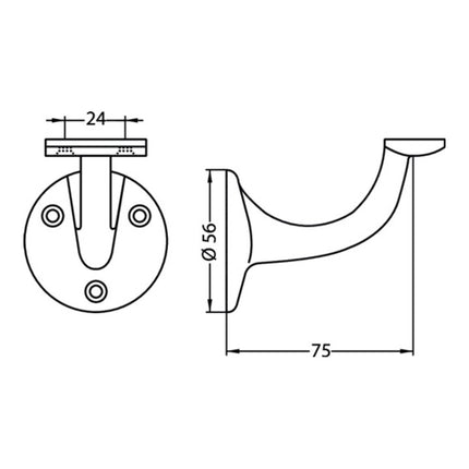 Supporto per corrimano HERMETA 3507 alluminio plastificato nero ( 3000283337 )