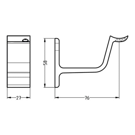 HERMETA handrail support 3553 aluminium black plastic-coated ( 3000283347 )