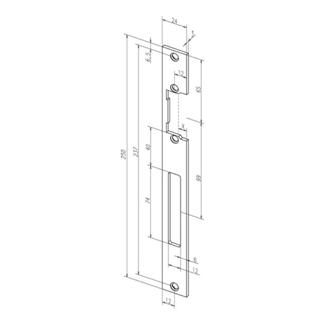 ASSA ABLOY flat striking plate 690 stainless steel matt edged ( 3324034053 )
