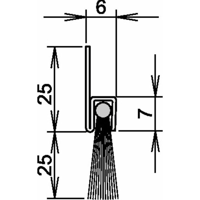 ATHMER brush door seal Ferrobros FA 25-6 Length 1000 mm Width 6 mm ( 3327123010 )