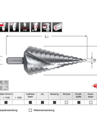 RUKO step drill bit drilling range 4 - 39 mm ( 4000601724 )