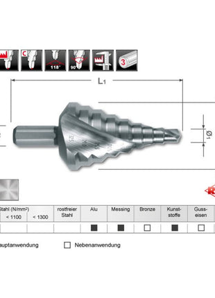 RUKO step drill bit drilling range 6.5 - 32.5 mm ( 4000601759 )