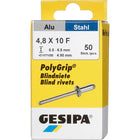 Remache ciego GESIPA Vástago de remache PolyGrip(R) d x l 4,8 x 10 mm ( 4000813761 )