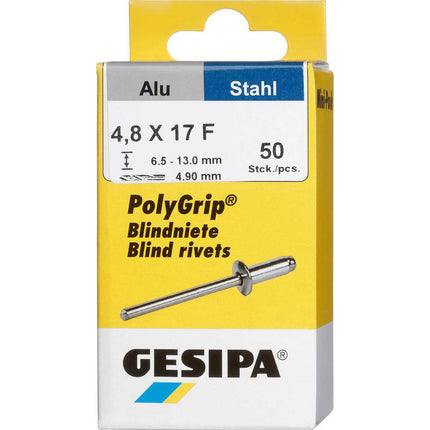 Remache ciego GESIPA Vástago de remache PolyGrip(R) d x l 4,8 x 17 mm ( 4000813762 )