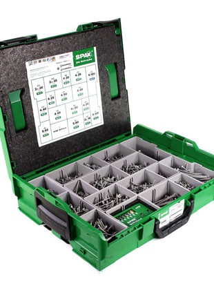 SPAX® Montagekoffer Schraubenset 2446 tlg. mit 16 Abmessungen, Senkkopf, T-STAR plus, 4CUT, WIROX in L-Boxx ( 5000009161019 ) - Toolbrothers