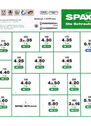 SPAX® Montagekoffer Schraubenset 2446 tlg. mit 16 Abmessungen, Senkkopf, T-STAR plus, 4CUT, WIROX in L-Boxx ( 5000009161019 ) - Toolbrothers