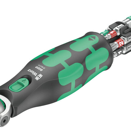 WERA Schwenk- und Umschaltknarre 8009 Zyklop Pocket Set 1 3/8″ + 1/4 ″ 72 Zähne ( 4000822450 )