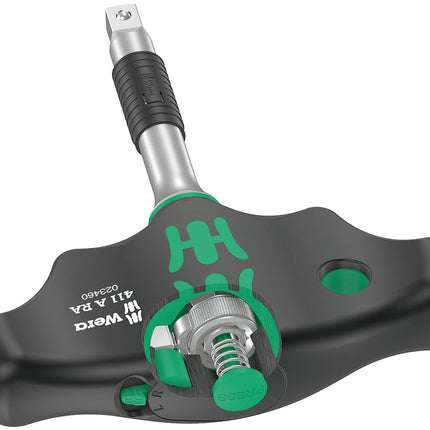 WERA Grzechotka dwustronna z dźwignią 411 A RA Uchwyt krzyżowy 1/4 ″ Zęby 80 ( 4000822452 )